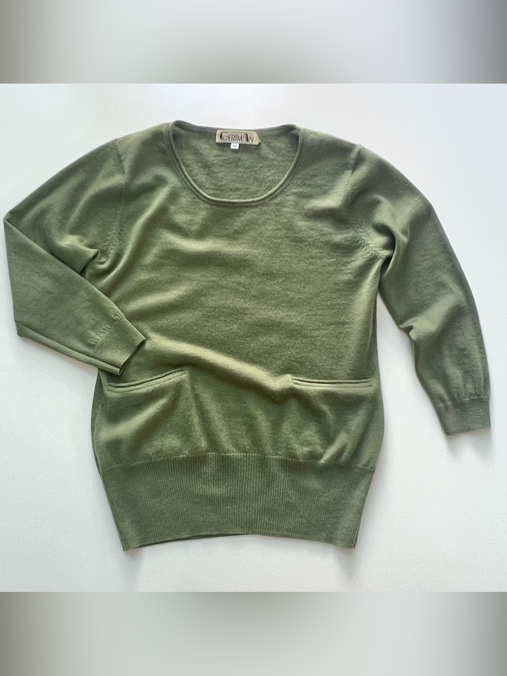 GermAn 100% Cashmere Olive Green Pocket Sweater XS